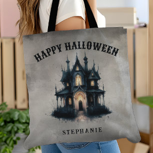 Bolsa Tote Casa Assombrada Vitoriana Gótica Feliz Halloween 