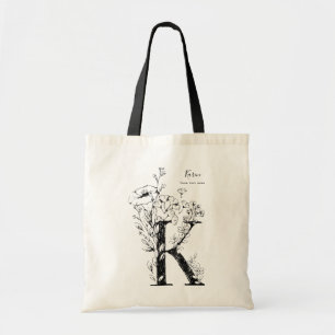 Bolsa Tote Casa biológica Floral - Letra K monograma