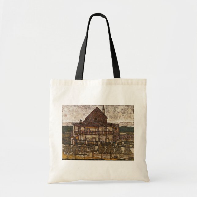 Bolsa Tote Casa com Telhado de Telhas por Egon Schiele (Frente)
