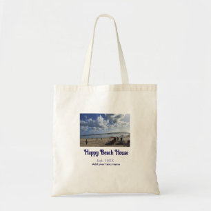 Bolsa Tote Casa de praia estabelecida. Adicionar ano foto lat