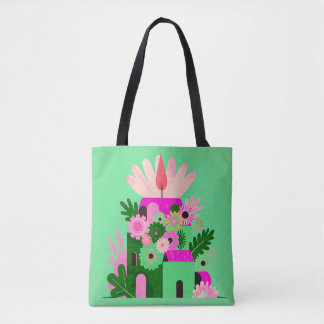 Bolsa Tote Casa Floral Verde