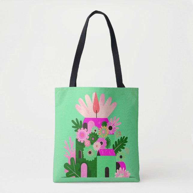Bolsa Tote Casa Floral Verde (Frente)