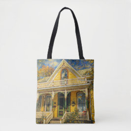 Bolsa Tote Casa Vitoriana Amarela de Fantasia