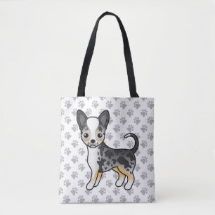 Bolsa Tote Casaco Chihuahua Cão e patas azul