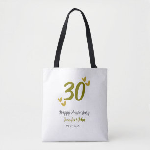 Bolsa Tote casal 30 feliz ouro cinza de aniversário