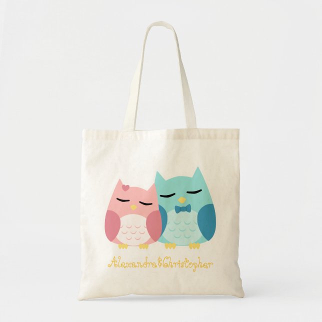 Bolsa Tote Casal bonito da coruja (Frente)