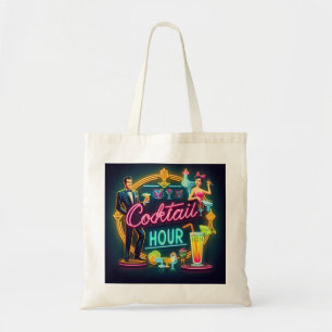 Bolsa Tote Casal da Hora do Coquetel com Letreiro de Neon de
