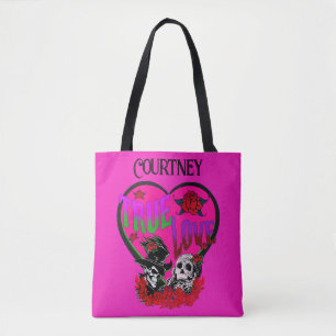 Bolsa Tote Casal de Crânio Rosa Verdadeiro Personalizado