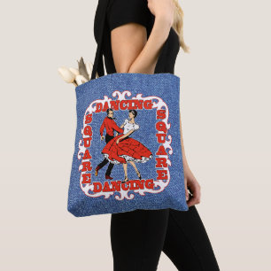 Bolsa Tote Casal De Dança Quadrada Em Vermelho/Nó Negra