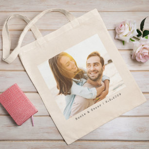 Bolsa Tote Casal de Foto de Casamento Recém-casado