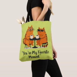 Bolsa Tote Casal de Gatos em Encontro de Café