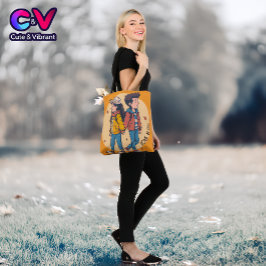 Bolsa Tote Casal de mãos dadas caminhando juntos no outono