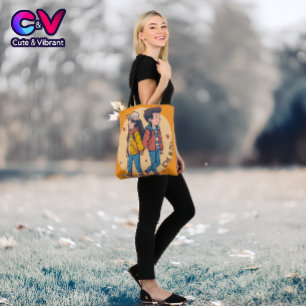 Bolsa Tote Casal de mãos dadas caminhando juntos no outono