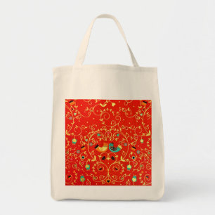 Bolsa Tote Casal de pássaros Dourado Robin One Adoro o Natal