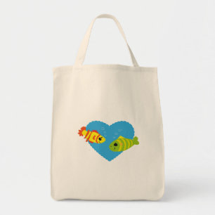 Bolsa Tote Casal de Peixes Fofos no Aquário de São Valentão