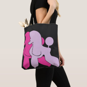 Bolsa Tote Casal de poodle rosa ilustração moderna