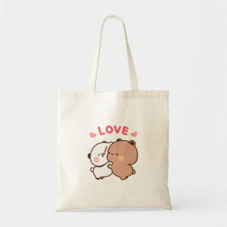 Bolsa Tote Casal de urso Panda, abraços bubu e dudu adoram