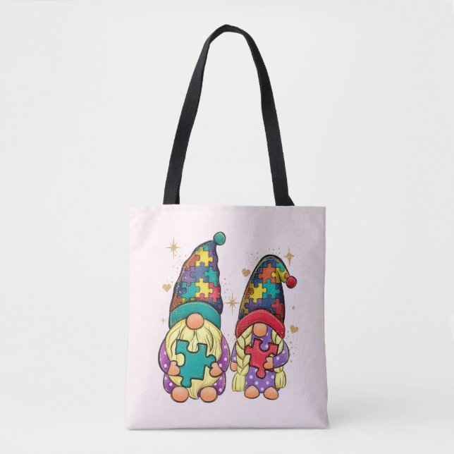 Bolsa Tote Casal do Autismo Awarness Gnome (Frente)