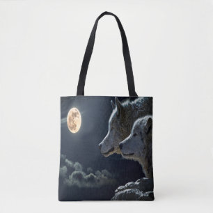 Bolsa Tote Casal do Lobo Noturno da Lua