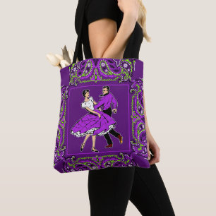 Bolsa Tote Casal Púrpura de dança quadrada W/ Bandana