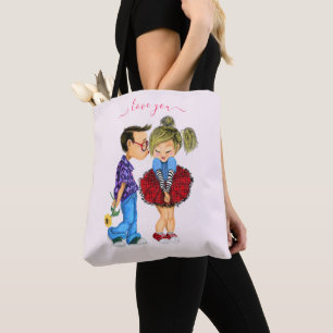 Bolsa Tote Casal Romântico - Amor - Eu Amo-Te - Beijo