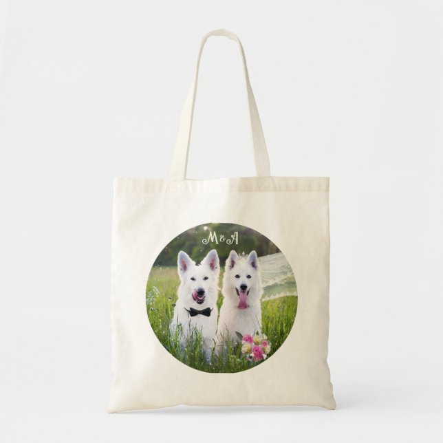 Bolsa Tote Casal romântico de cães se casando (Frente)