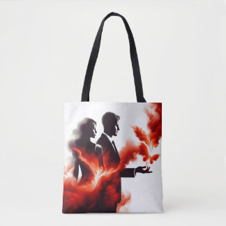 Bolsa Tote Casal Silhueta Paixão Ardente - Chama Surreal Ar