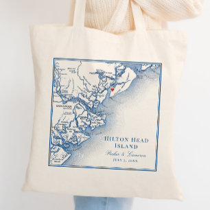 Bolsa Tote Casamento Azul do Mapa da Cabeça Elegante Hilton