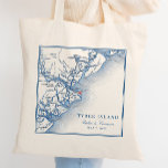 Bolsa Tote Casamento Azul do Mapa da Geórgia, Ilha do Tybee E<br><div class="desc">Celebre seu casamento na Ilha Tybee em estilo com nossas bolsas de tote de casamento personalizadas, mostrando um elegante mapa azul marinho da Geórgia Costeira. Esses favores pensativos são perfeitos para seus convidados lembrarem seu dia especial. Perfeito para locais icônicos como a Capela de Casamento de Tybee Island, A Inn...</div>