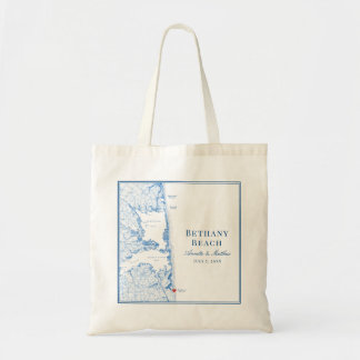 Bolsa Tote Casamento Azul do Mapa de Bethany Beach Delaware