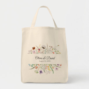 Bolsa Tote Casamento Boho Colorful com Flores Selvagens