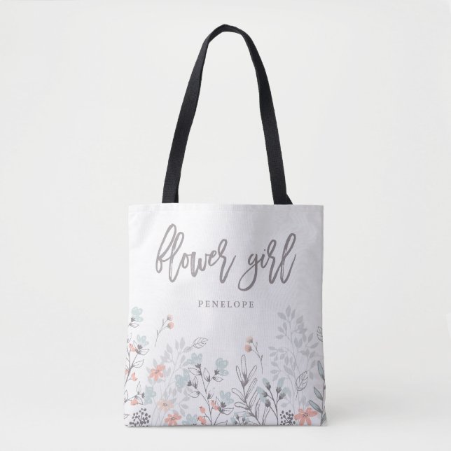 Bolsa Tote Casamento Botânico Blue Boho | Flor (Frente)