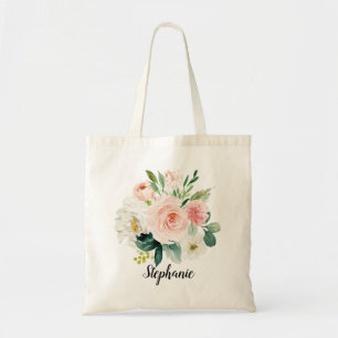 Bolsa Tote Casamento Botânico Bonito Rosa-Rosa-Blush