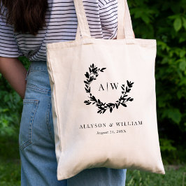 Bolsa Tote Casamento Botânico do Monograma de Crest do Elegan