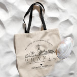 Bolsa Tote Casamento Brasil | Saco de Tota Skyline Estilizado<br><div class="desc">Um saco de tote de casamento único para um casamento acontecendo na bela nação do Brasil. Esta bolsa apresenta uma ilustração estilizada do horizonte único do país com seu nome embaixo. Esta é seguida pelas informações do dia do casamento em um estilo aberto.</div>
