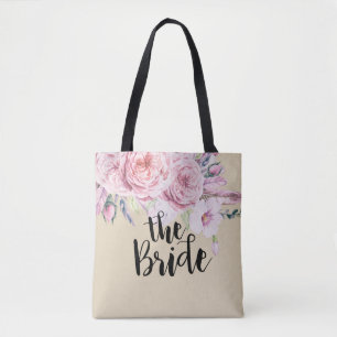 Bolsa Tote Casamento Brides Chic Watercolor Boho Floral Feath