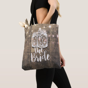 Bolsa Tote Casamento Brides Luzes de Cordas de Mason Jar, Mad