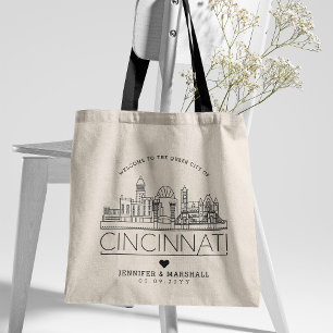 Bolsa Tote Casamento Cincinnati Linha Skyline Estilizada
