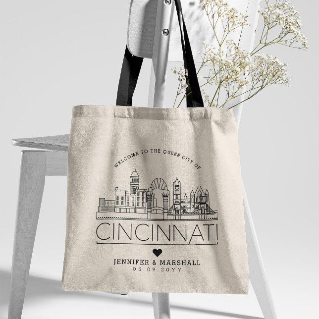 Bolsa Tote Casamento Cincinnati| Linha Skyline Estilizada (Criador carregado)