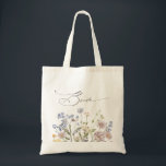 Bolsa Tote Casamento Colorido de Primavera Wildflower Meadow<br><div class="desc">Capturar a beleza da natureza no seu dia especial com a nossa refinada bolsa de tote de cor de água de flor silvestre. Elegante, único e florescendo com amor. Use os campos de texto para personalizar seu design com seu próprio texto e detalhes. Se quiser alterar o estilo da fonte,...</div>