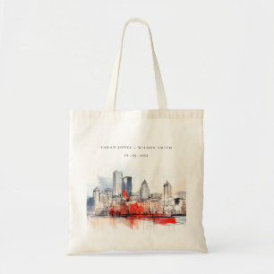 Bolsa Tote Casamento com Aquarelas da Cidade de Boston Massac