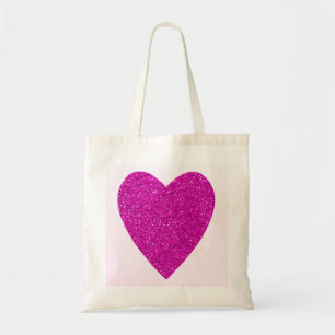 Bolsa Tote Casamento com Coração Cor-de-Rosa Brilhante
