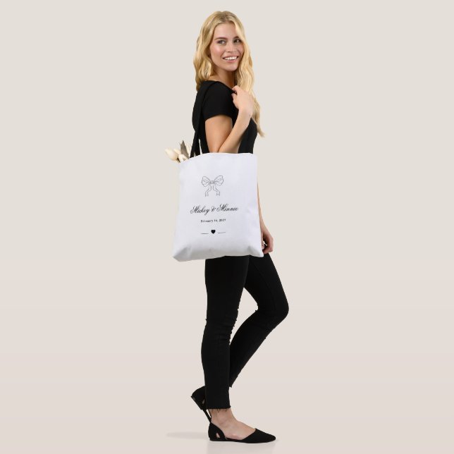 Bolsa Tote Casamento com Design Personalizado de Laço e Coraç (No(a) Modelo)