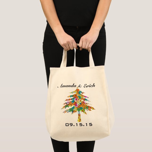 Bolsa Tote Casamento com Floresta de Pinheiros Encantada (Frente (produto))
