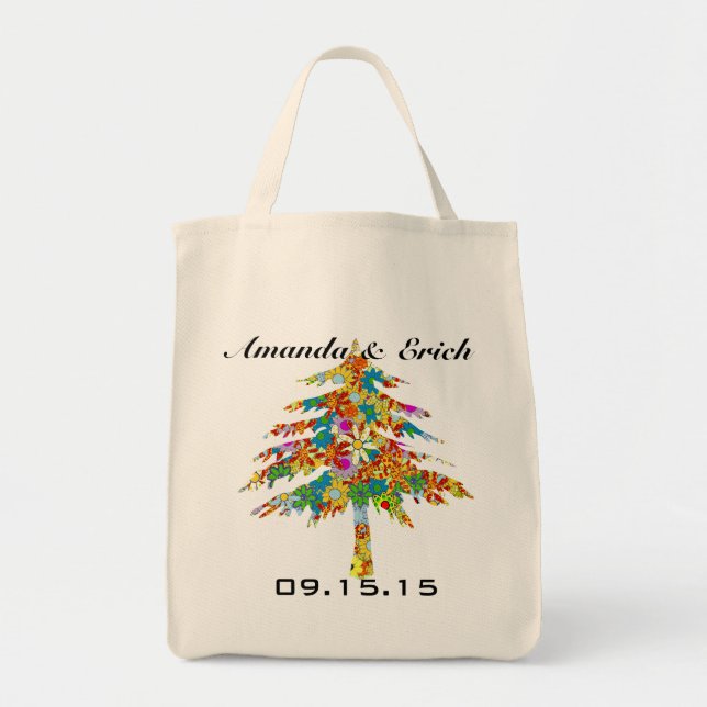 Bolsa Tote Casamento com Floresta de Pinheiros Encantada (Frente)