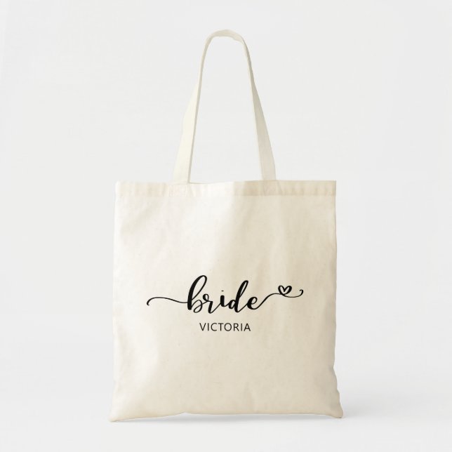 Bolsa Tote Casamento Coração da Noiva Calliografia (Frente)