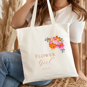 Bolsa Tote Casamento da Flor Floral Laranja Brilhante
