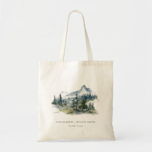 Bolsa Tote Casamento da Paisagem da Montanha Azul Verde