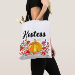 Bolsa Tote Casamento de Abóbora de outono de Hostess<br><div class="desc">Floral de hospedeira,  abóbora,  caiam no saco. Perfeito para Chá de panela,  solteira.</div>
