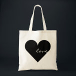 Bolsa Tote Casamento de Amor de Coração Negro<br><div class="desc">Esta é uma bela bolsa de tote para amantes com a imagem de coração negro para recem casados e qualquer outra ocasião. Até pode ser personalizado com seu nome ou logotipo.</div>